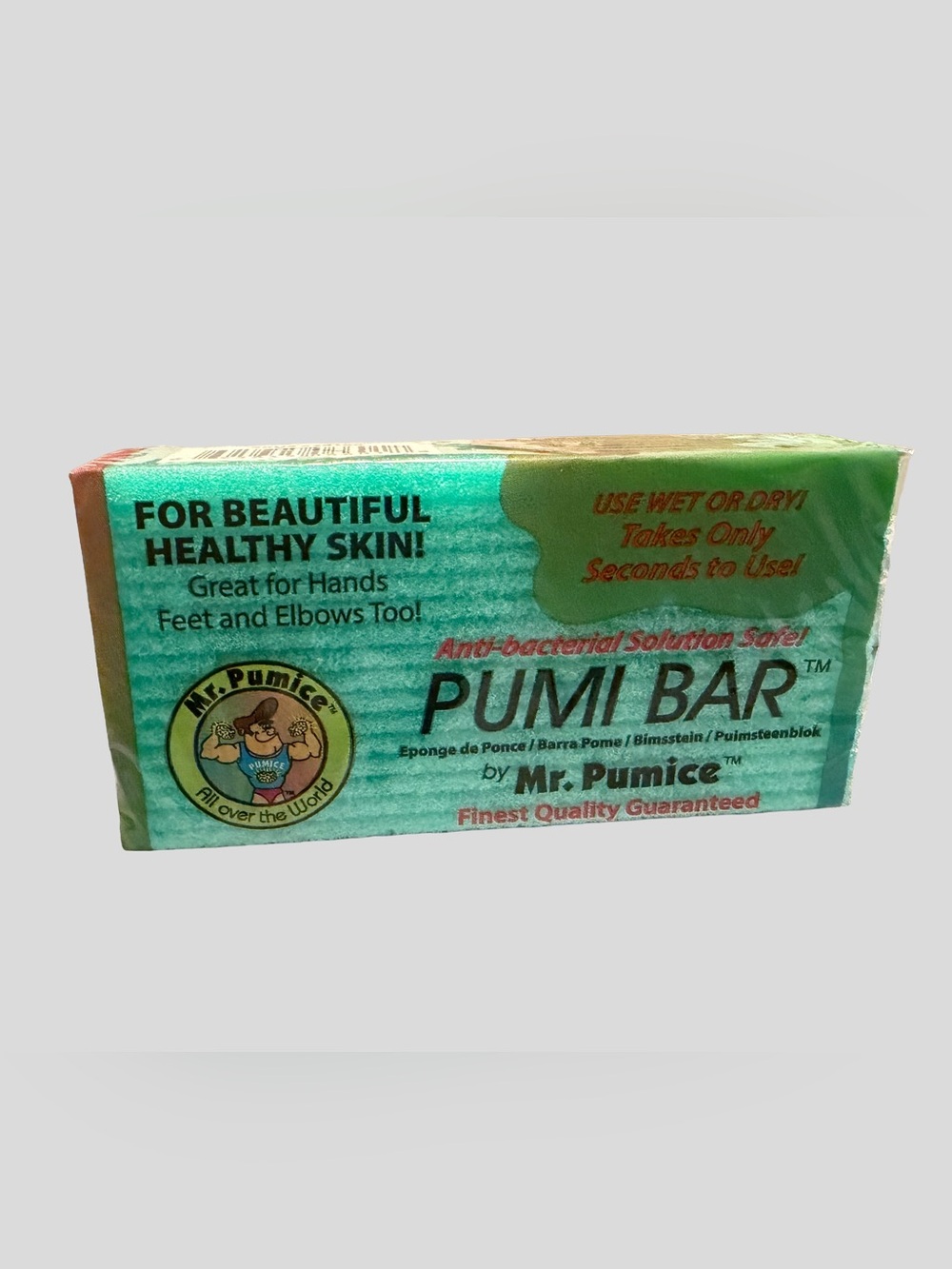 NWT Mr. Pumice Callus Remover PUMI Bar: Pedi Stone & Foot/Heel Scrubber Med Grit
